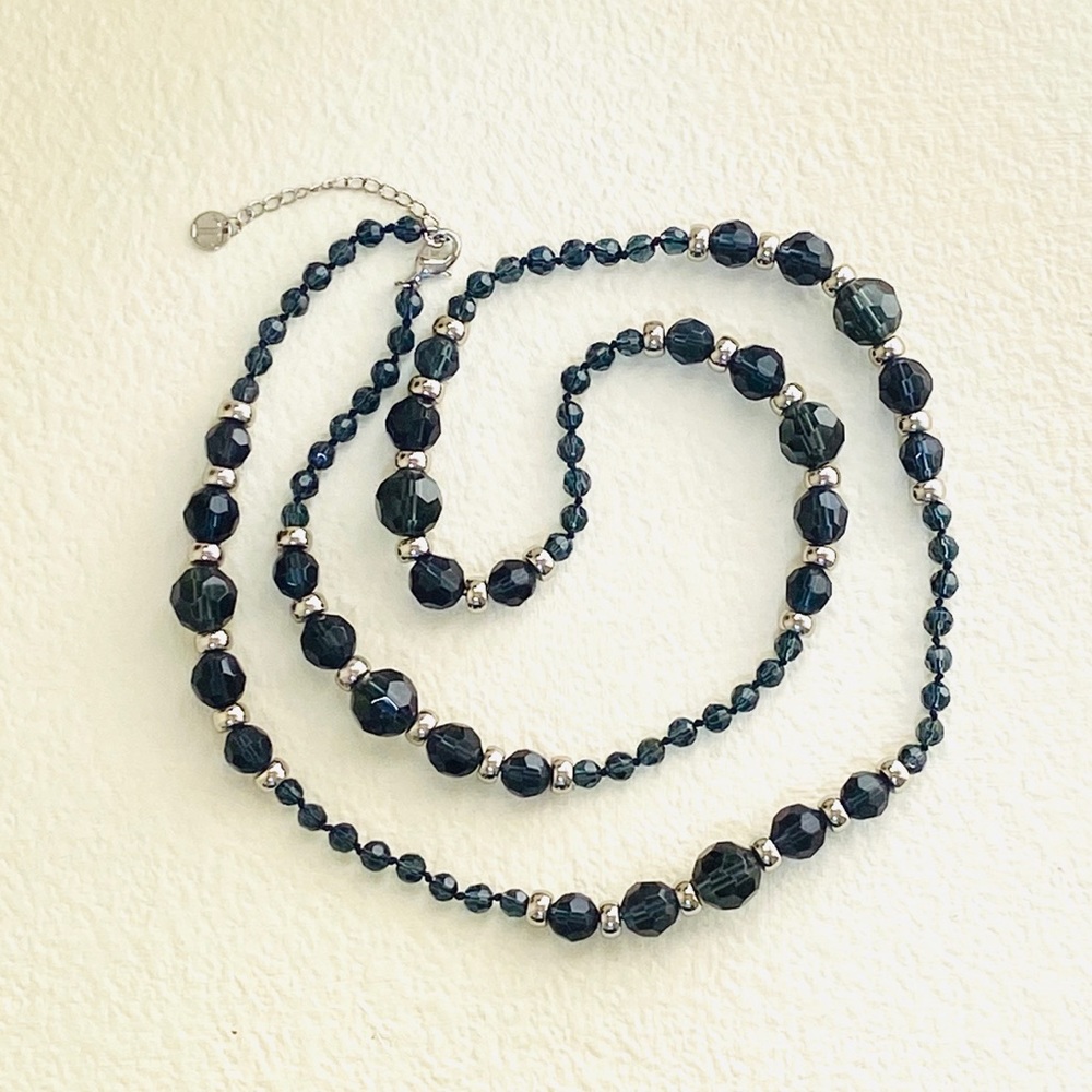 Dark blue and silver necklace